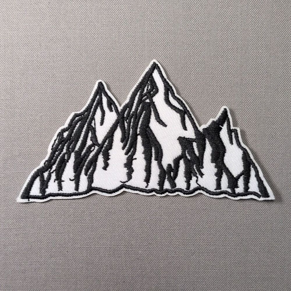 Black and White Mountain Range Iron On Patch | Nature Patch